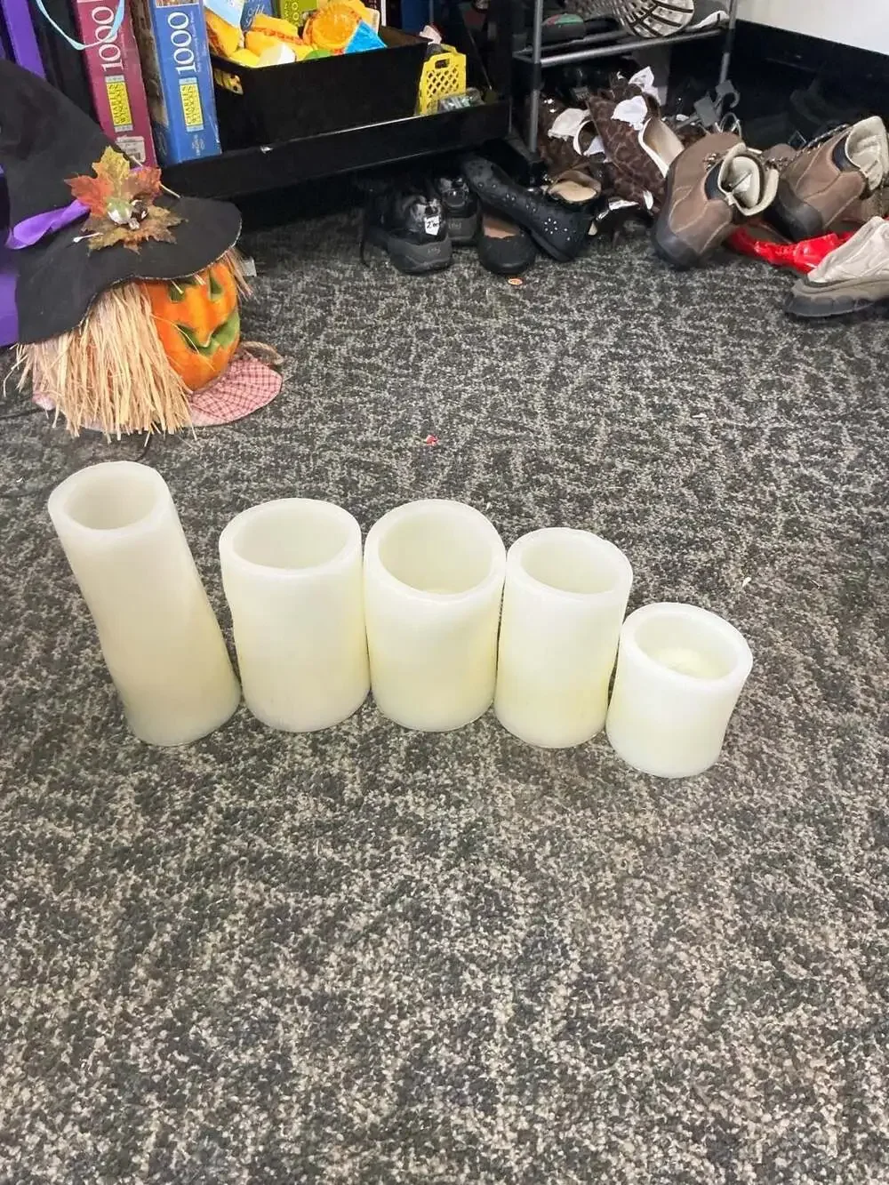 Set of 5 Graduated Flameless LED Pillar Candles with Wax Finish